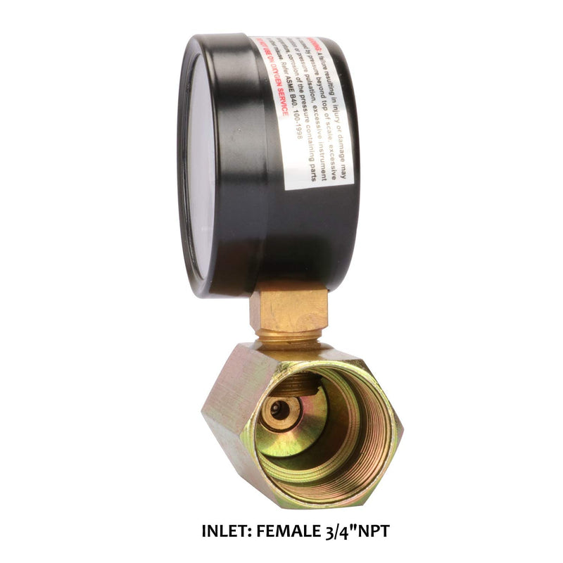 [Australia - AusPower] - MEASUREMAN 2" Steel Gas Pressure Test Gauge Assembly, 3/4" FNPT Connection, 0-60Psi/kpa, -3-2-3% Accuracy Electroplating body 