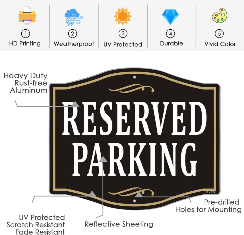Reserved Parking Sign 12" x 10" With 28" Long Metal Stakes Reserved Sign With Stand Aluminum Outdoor Use Yard Business Sign