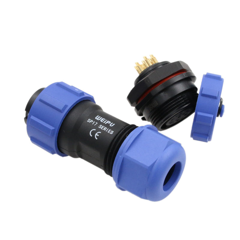 [Australia - AusPower] - SP17 7 Pin Connector 5A Power Aviation Circular Threaded Solder Rear Mount Panel Socket Plug, 18AWG Wire 7 pin 5A 