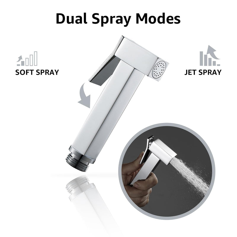 Handheld Bidet Sprayer for Toilet, Cloth Diaper Sprayer with Wall Mounts (ABS) and Hand Held Bidet Bathroom Hose (Stainless Steel), Jet Spray for Toilet, Muslim Shower, Easy to Install (Chrome) Chrome