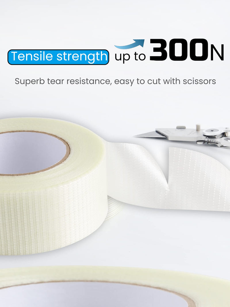 [Australia - AusPower] - Lichamp Strapping Tape 2 inches, 60 Yards Reinforced Packing Tape Wide Fiberglass Tape Filament Nylon Tape 