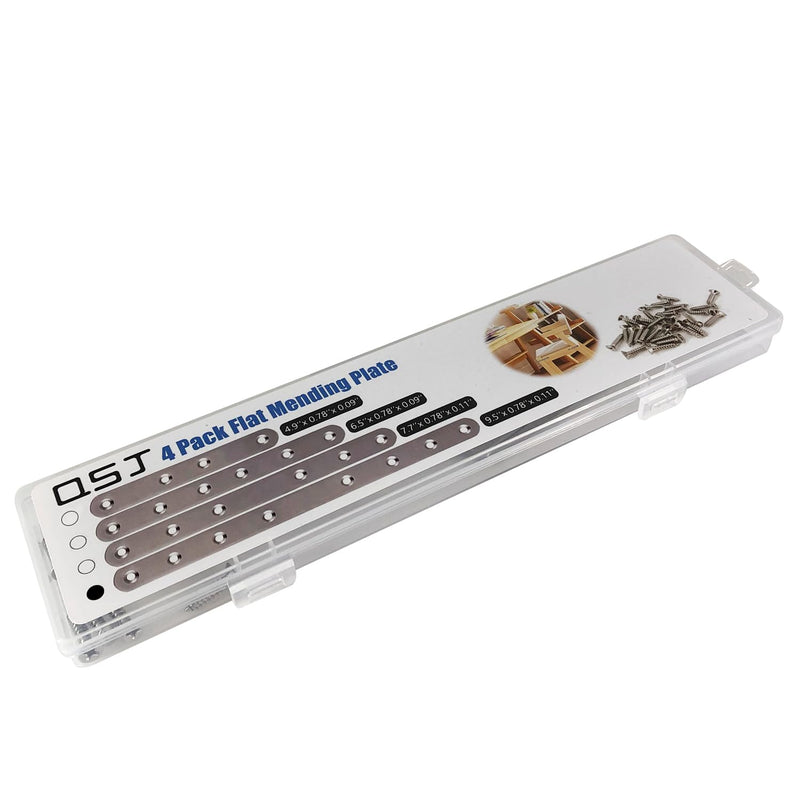 [Australia - AusPower] - 4 Pack Flat Straight Bracket Mending Plate for Wood Stainless Steel Straight Brackets 242mm / 9.5" Wood Brace with Screws 9.5 Inch 