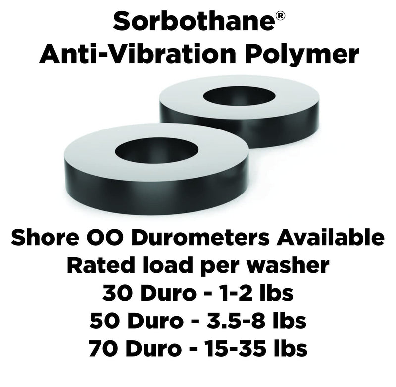 Isolate It: Sorbothane Vibration Isolation Washer 30 Duro (.45" ID - 1" OD - .19" Deep) - 12 Pack