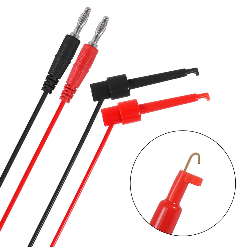 [Australia - AusPower] - 3 Pairs 4mm Banana Plug to Test Hook Clip Test Lead 22AWG Multimeter Electrical Test Jumper Wire 1m/39.37inch (3 Red+3 Black) Banana to Test Hook Clip 