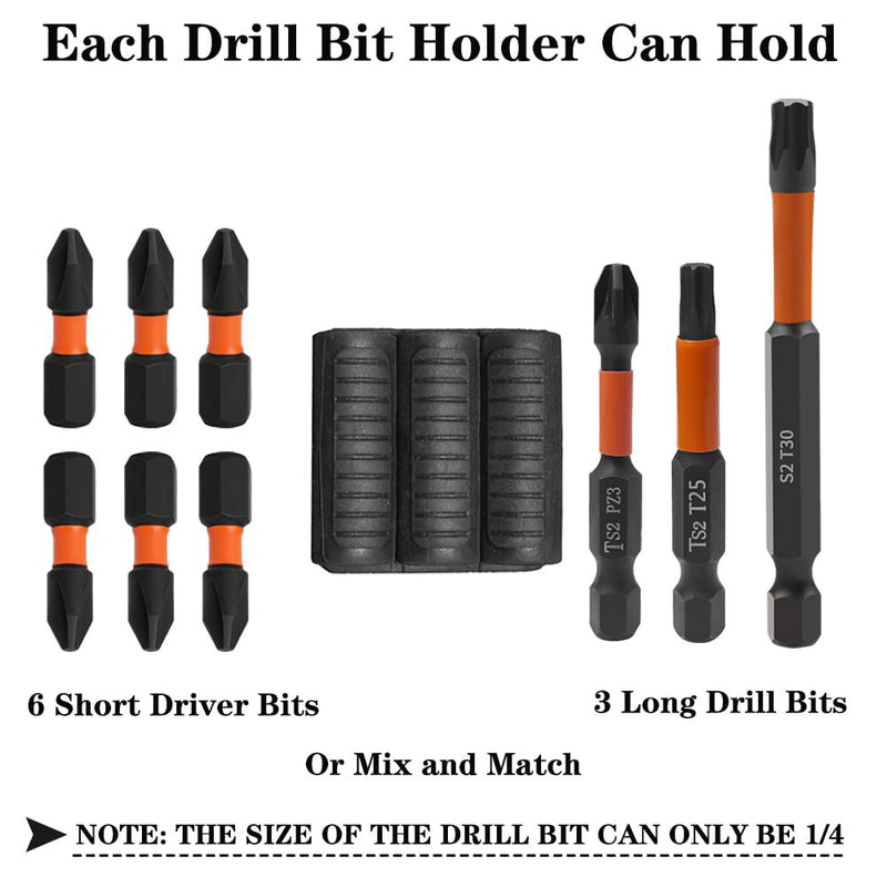 [Australia - AusPower] - Saipor 3-Piece Universal Bit Holder for Cordless Impact Wrench and Cordless Drill, Bit Holder 3M Adhesive for Attaching to Impact Wrench, Holds 6 Drills on the Side of Your Hammer Drill 
