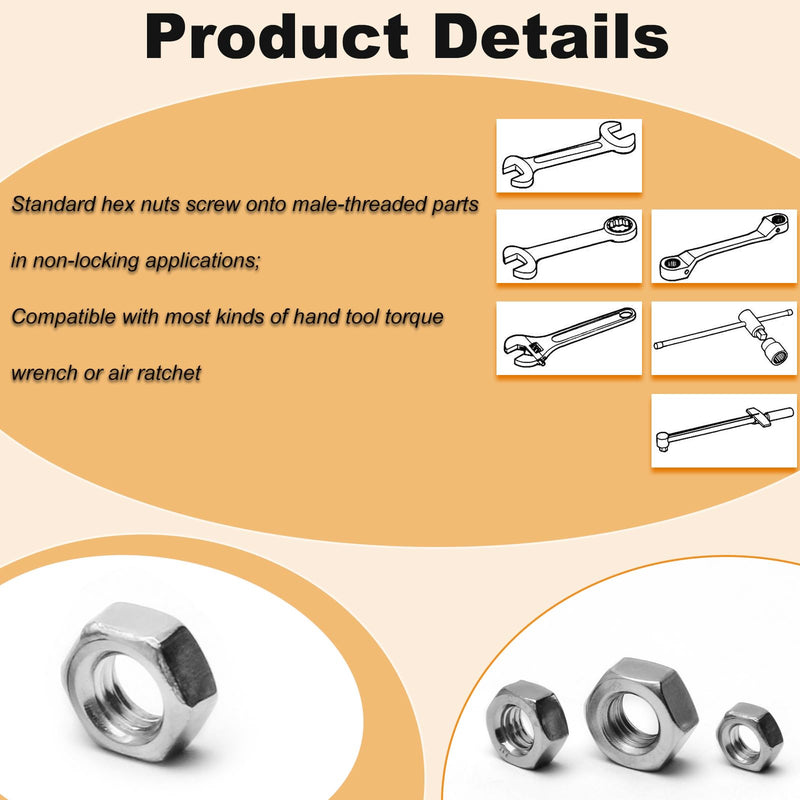 [Australia - AusPower] - 50pcs M6 Hex Nut, Stainless Steel 304, Hex Drive, Metric M6x1 Nuts Fasteners, Replacement Nut, Right Hand, M6-1.0mm Hexagonal Nut M6-1.0 
