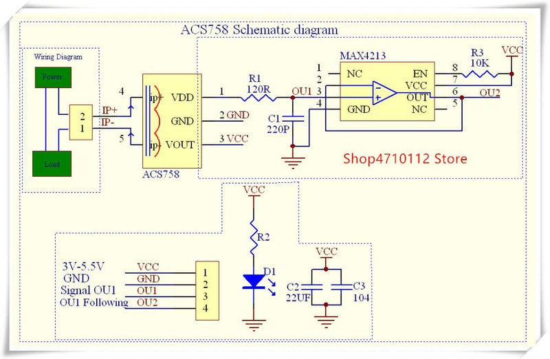 Hailege ACS758 ACS758LCB-050B-PFF-T 50A Linear Current Sensor ACS758LCB Current Module 120 kHz Bandwidth 3-5.5V