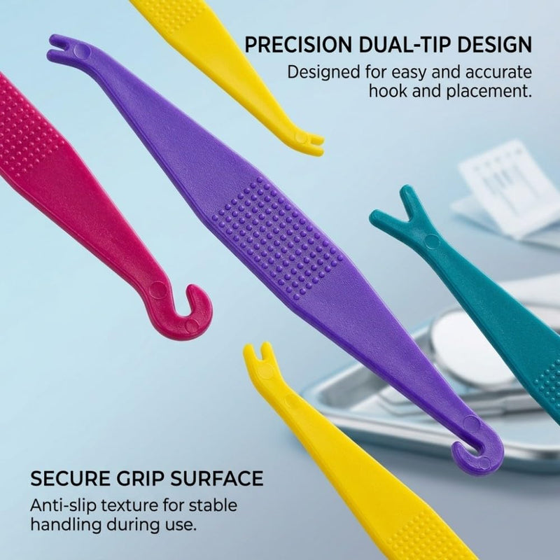 Pack of 100 Orthodontic Elastic Hooks Disposable Plastic Braces Elastic Band Placement Tool Elastic Rope Hook for Dental Dentistry Accessories kq-03