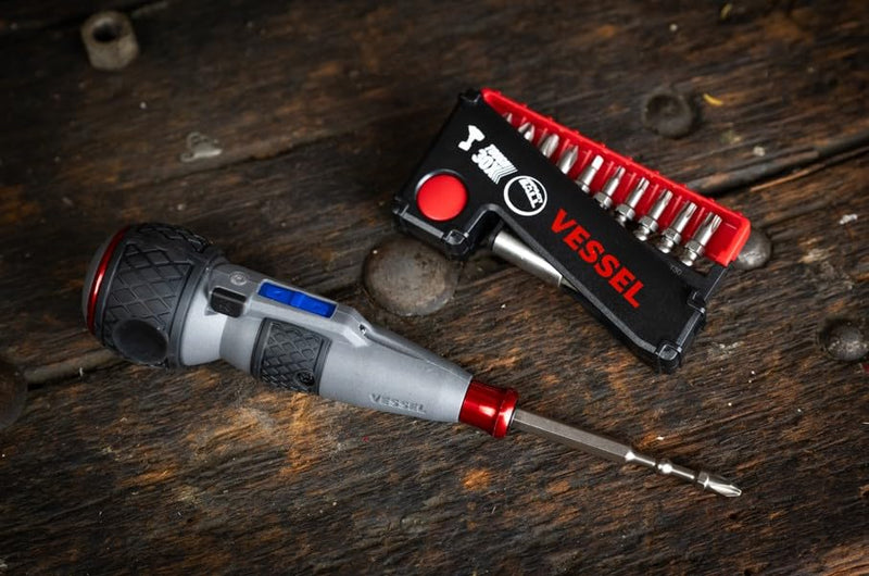 VESSEL e-ASSIST high-speed electric screwdriver with 11-piece bit set, US model