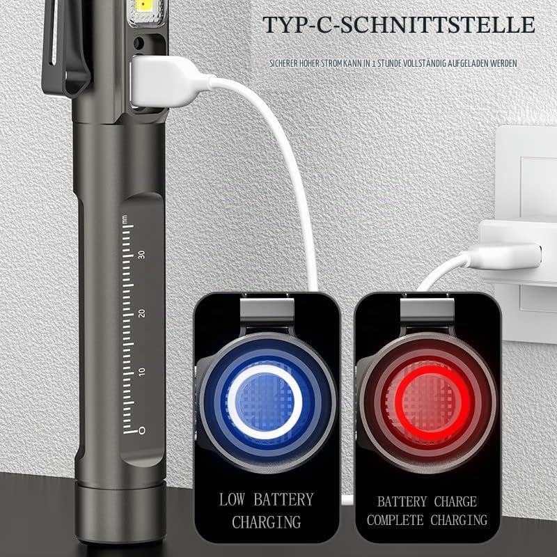 Diagnostic Medical Penlight, Rechargeable Pen Torch Light, Reusable LED Penlight with Integrated Battery, Pupil Gauge for Doctor, Nurse, Emergency