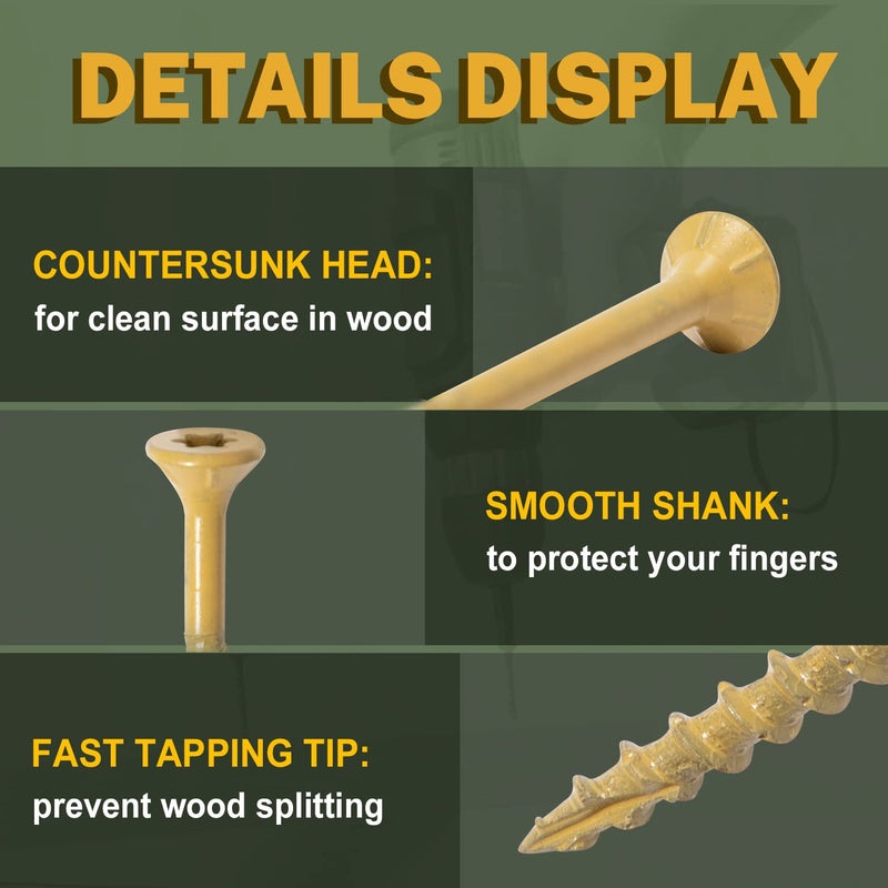 [Australia - AusPower] - LIONMAX Wood Screws 1-1/2 Inch, Deck Screws #8 x 1-1/2", 100 PCS, Rust Resistant, Epoxy Coated, Exterior Wood Screw, Outdoor Decking Screws, Torx/Star Drive Head, T25 Star Bit Included, Tan #8 x 1-1/2" 
