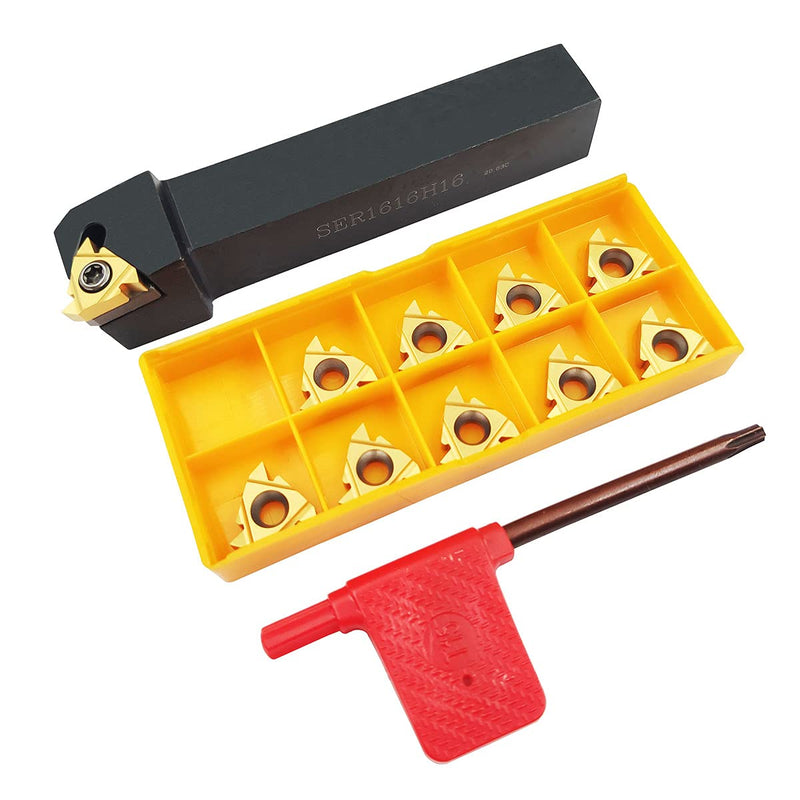 [Australia - AusPower] - 5/8" 3/4" Lathe Tool Threading Insert Turning Tool Holder SER1616H16 SER2020K16 SER2525M16 with Indexable Threading Turning Insert 16ER AG60 Cutting Insert Blade (5/8" (16 * 16mm)) 5/8" (16*16mm) 