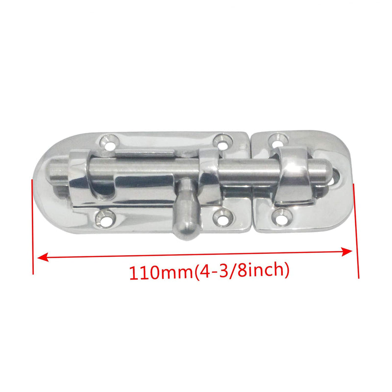 Marine 316 Stainless Steel Heavy Duty 4-3/8 Inch Locker Latch Slide Barrel Bolt for Marine Boat Window/Door/Hatch/Cabinet