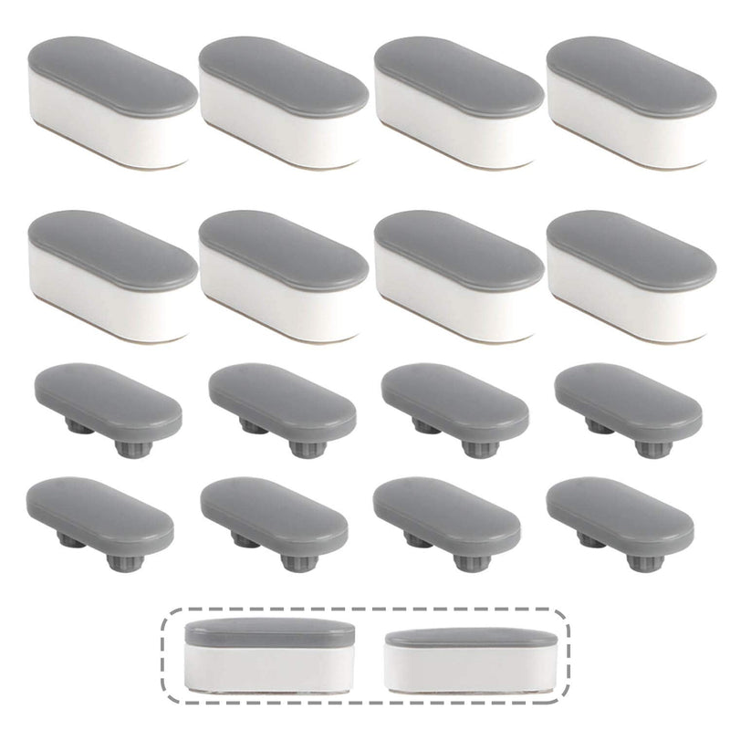 iFealClear 8 Pcs Universal Toilet Seat Bumpers for Bidet, Toilet Lid Rubber Bumpers for Changing Heights, Strong Adhesion Toilet Seat Bidet Buffer with 8 Extra Thickness Pads for Home, Hotel, Hospital Gray