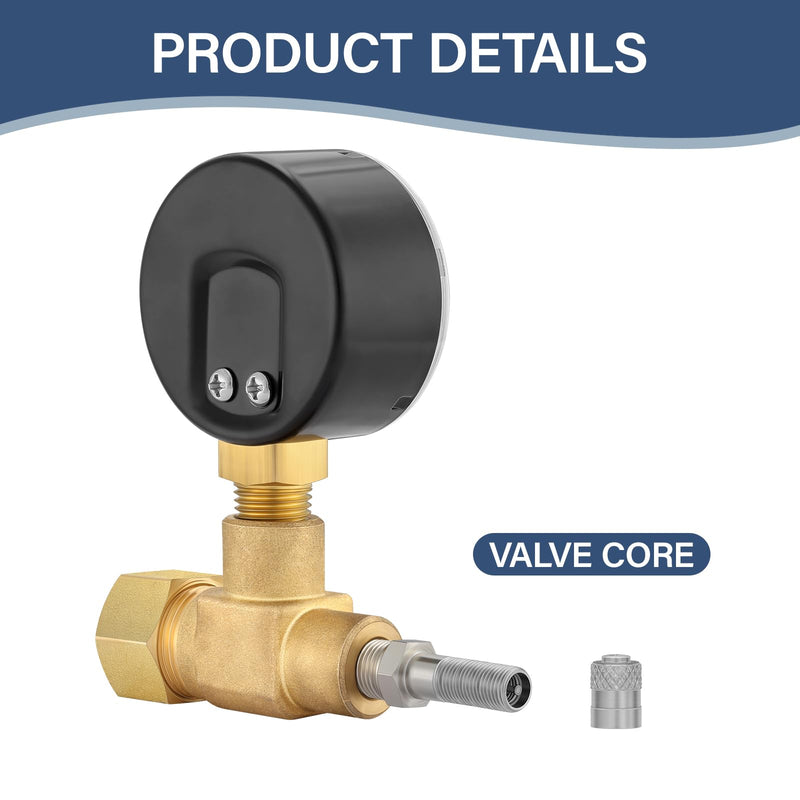 MEASUREMAN Air Over Water Test Regulator with Gauge, 2” Dial, 0-100 PSI, for Household Water Pipe Leak Detection, Includes 1/4” NPT Mount