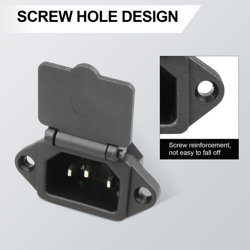 [Australia - AusPower] - QTEATAK 2 Pcs AC 250V 10A IEC 320 C14 Panel Mount Plug Adapter Power Connector Socket with Spring Cover 