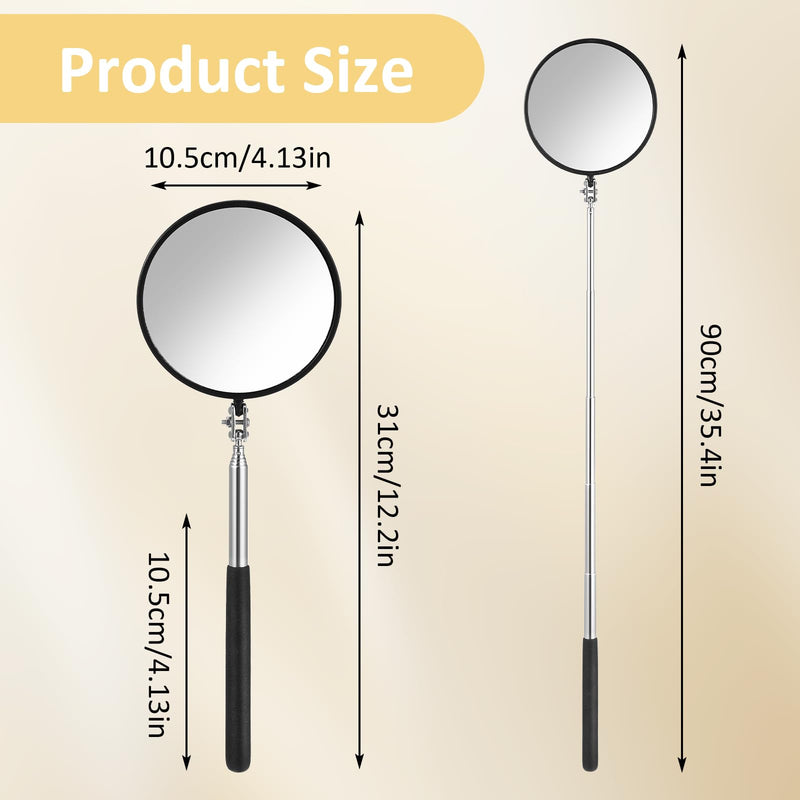 [Australia - AusPower] - Telescoping Inspection Mirror, 360 Rotation Flexible Inspection Mirror Circular Inspection Mirror with Retractable Handle Round Inspection Mirrors for Checking Vehicle Condition(Dia-4 Inch) Dia-4 Inch 