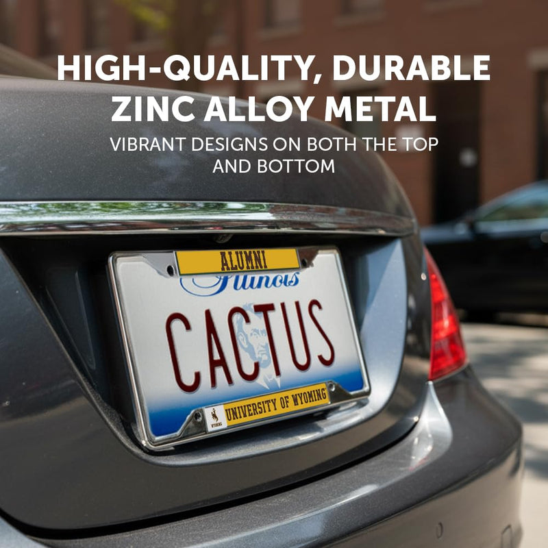 Desert Cactus University of Wyoming License Plate Frame Metal Car Tag Holder for Front or Back of Car Officially Licensed (Alumni 2-Pack)