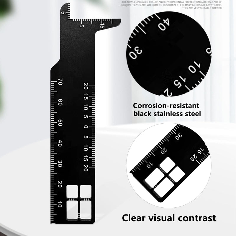 [Australia - AusPower] - Professional Dental Precision Measuring Ruler, Black Stainless Steel Endodontic Scale Tool Instrument, Small Handheld Metric Scaling Measurements for Accurate Dental Assessment Care 