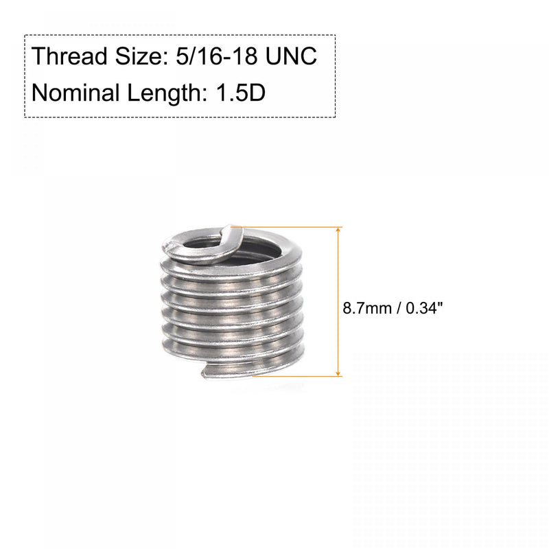 [Australia - AusPower] - uxcell Wire Thread Inserts 5/16-18 UNC 1.5D 304 Stainless Steel Helical Type Coiled Wire Screw Repair Threaded Sleeve Steel Sheath 10pcs 