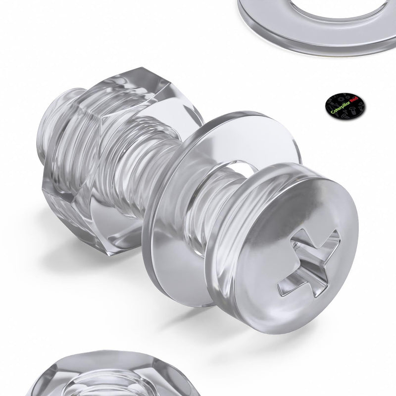 [Australia - AusPower] - 60 x Transparent Clear Plastic Acrylic, Pan Head, M3 x 10mm Nuts & Bolts, Washers -Acrylic Plastic Screws, (1/8 x 25/64 in) 