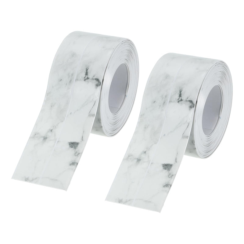 uxcell 2Pcs 1.5in X 10.5Ft Marble Grey Caulk Strip PVC Waterproof Self Adhesive, Kitchen Caulk Sealant Tape, Decorative Sealing Trim for Toilet Base, Floor, Molding and Sealant Tape 2