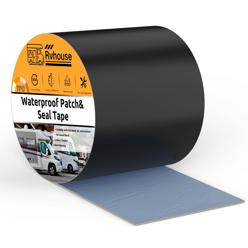 Waterproof Patch and Seal Tape, 4" x 13 ft, UV Protective Extra Thick Sealant Tape for RV Roof Leak Repair, Permanent Bond for Cracks, Tears, Holes – Weatherproof for Camper Trailer Boat Tent 1 Pack Black