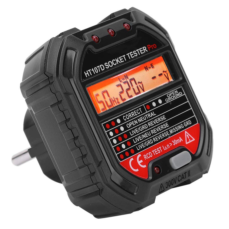 [Australia - AusPower] - HT107D Socket Tester LCD Digital Display 90-250V Automatic Mains Analysis for Household Electrical Installation Workshop Testing 