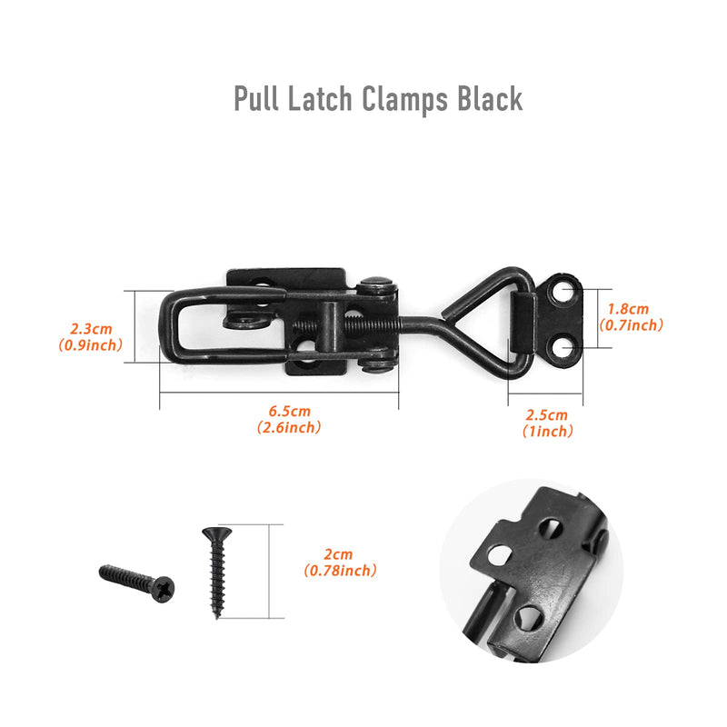 [Australia - AusPower] - 2 Pack Adjustable Black Toggle Clamp Latch(4002) Heavy Duty 550 lbs Capacity Toggle Latch & Quick Release Metal Pull Latches, Easy to Install for Lid Box Case Door Smoker(come with 10pcs 0.78" Screws) 4002?2pack? 