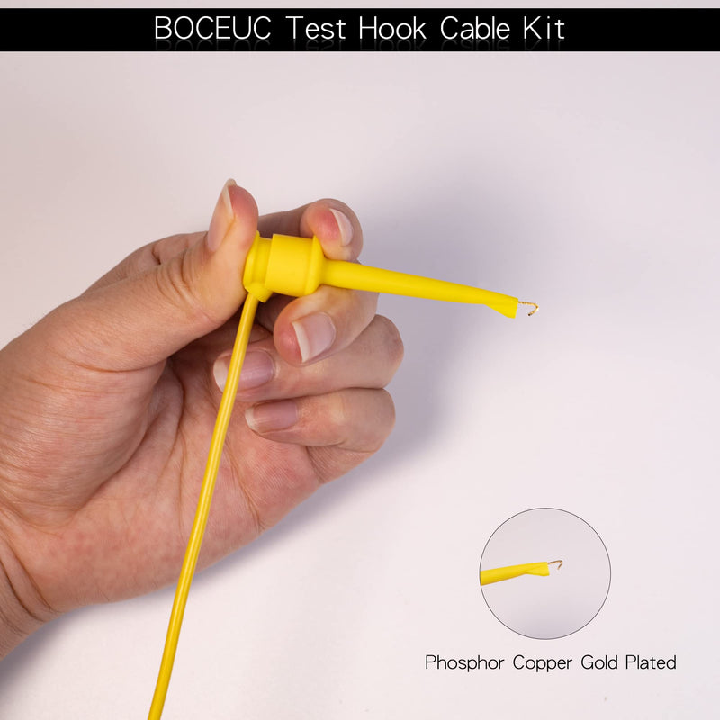 [Australia - AusPower] - Test Hook Clips 4mm Stackable Banana Plug to Minigrabber Cable Wire Leads for Multimeter Electrical Testing(5 PCS) 