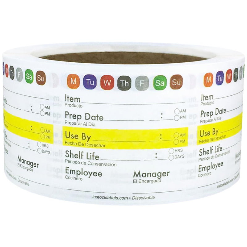 Universal Food Rotation Dissolvable Labels for Food Storage Use by Shelf Life Preparation 2 x 2 Inch, 500 Adhesive Stickers for Organization, Food Rotation, Meal Prep Stickers Dissolve in Water