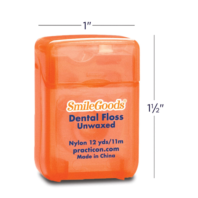SmileGoods Unwaxed Dental Floss, 12 yards, Bulk Pack of 72