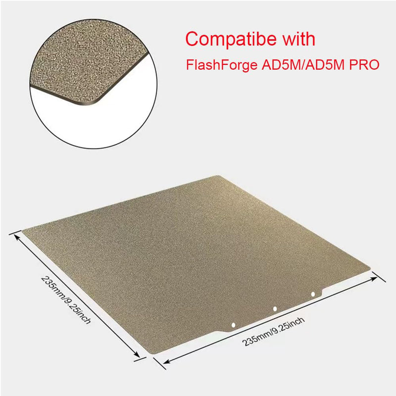[Australia - AusPower] - 3D Printer Double Sided Textured Surface PEI and Smooth PEO Sheet Build Plate, Flexible Removable Heated Bed Platform Mat for FLASHFORGE Adventurer 5M/Adventurer 5M Pro 235x235mm 235mm PEI+PEO For Adventurer 5M/5M Pro 