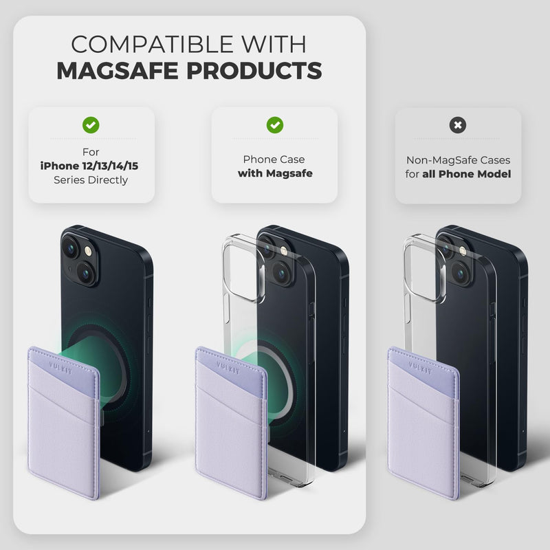 [Australia - AusPower] - VULKIT Magnetic Phone Wallet for MagSafe- RFID Blocking - Card Holder Wallet for iPhone 15/14/13/12 Series & Phone Case with MagSafe Violet 