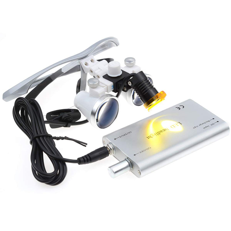 [Australia - AusPower] - Surgical Binocular Loupes Optical Glass Loupe 3.5x420mm with LED Head Light Lamp 