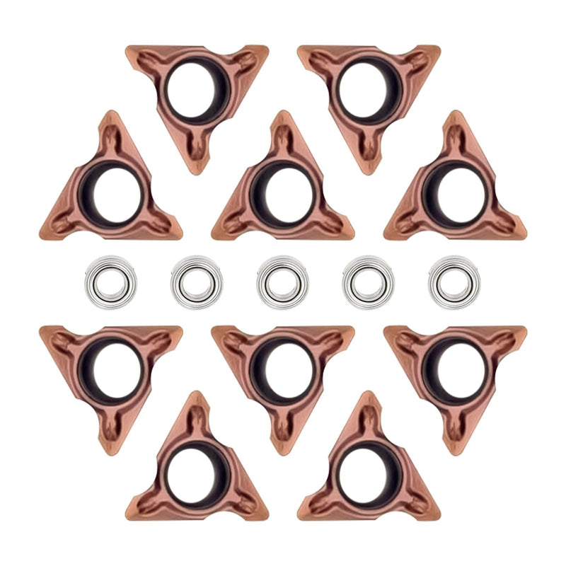 [Australia - AusPower] - Mini 45° Pneumatic Chamfering Machine Kit with 2 Interchangeable Precision Blades and Bearings, 1/4" Air Inlet for Metal Burr Deburring (10 Round Inserts) 10 Round Insert 