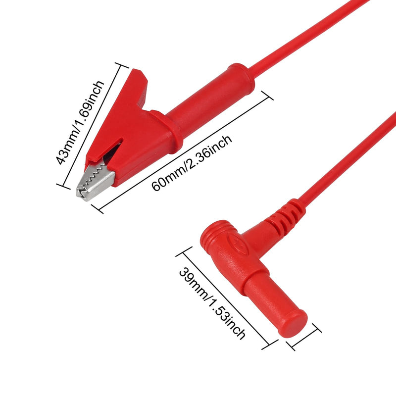 [Australia - AusPower] - DIANN 4 Sets Multimeter Test Leads Banana Plug Right Angle to Alligator Clips Soft Test Cable Wires for Electrical Testing 3.3ft / 1m 8pcs 