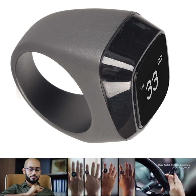 Smart Bluetooth Finger Counter, Smart Muslim Electronic Counter, Rechargeable Step Counting APP Support 0.49in Screen 20MM