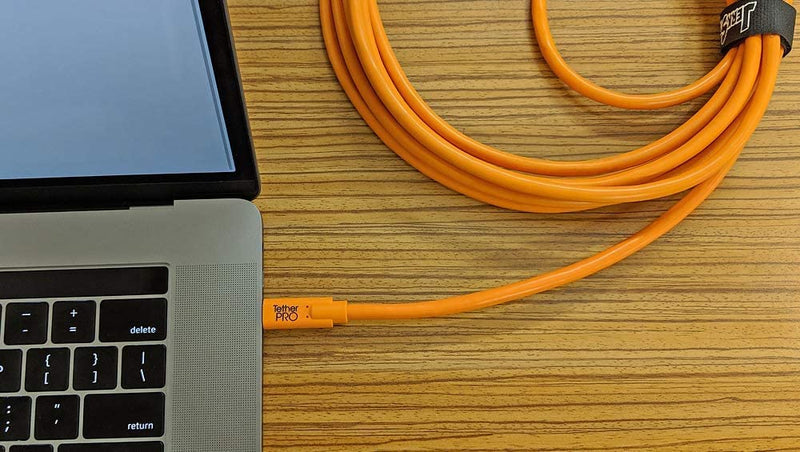 TetherPro USB-C to 2.0 Micro-B 5-Pin, 5Gbps Gen 1, 15' (4.6m), High-Visibility Orange