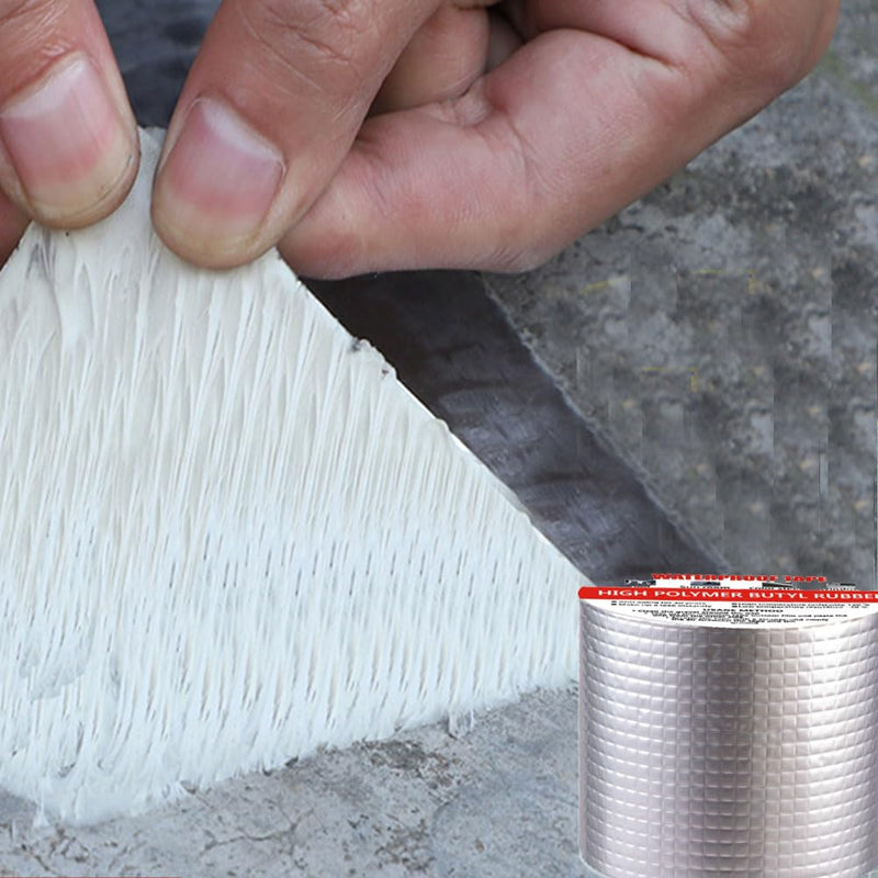 Butyl Tape for Roof Leak Repair, 50mmx5M Waterproof Sealing Tape Aluminium Foil Strong Self Adhesive Sealant Tape Seal Leak Proof Strip for Roof Crack RV HVAC Ducts Window Glass Boat Pipe Sealing