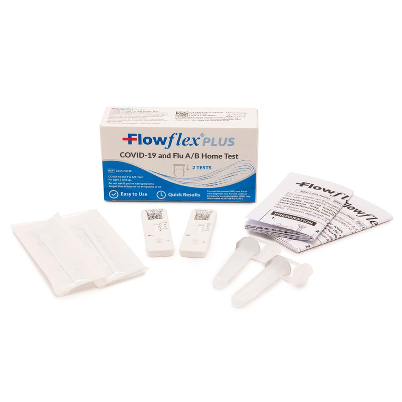 [Australia - AusPower] - Flowflex® Plus COVID-19 and Flu A/B Home Test - (1 Package 2 Tests) Flu A&B 3-in-1 Antigen Rapid Test, Results in 15 Minutes, FDA Authorized. Non-invasive Nasal Swab, Easy to Use with No Discomfort. 1 Pack, 2 Tests 