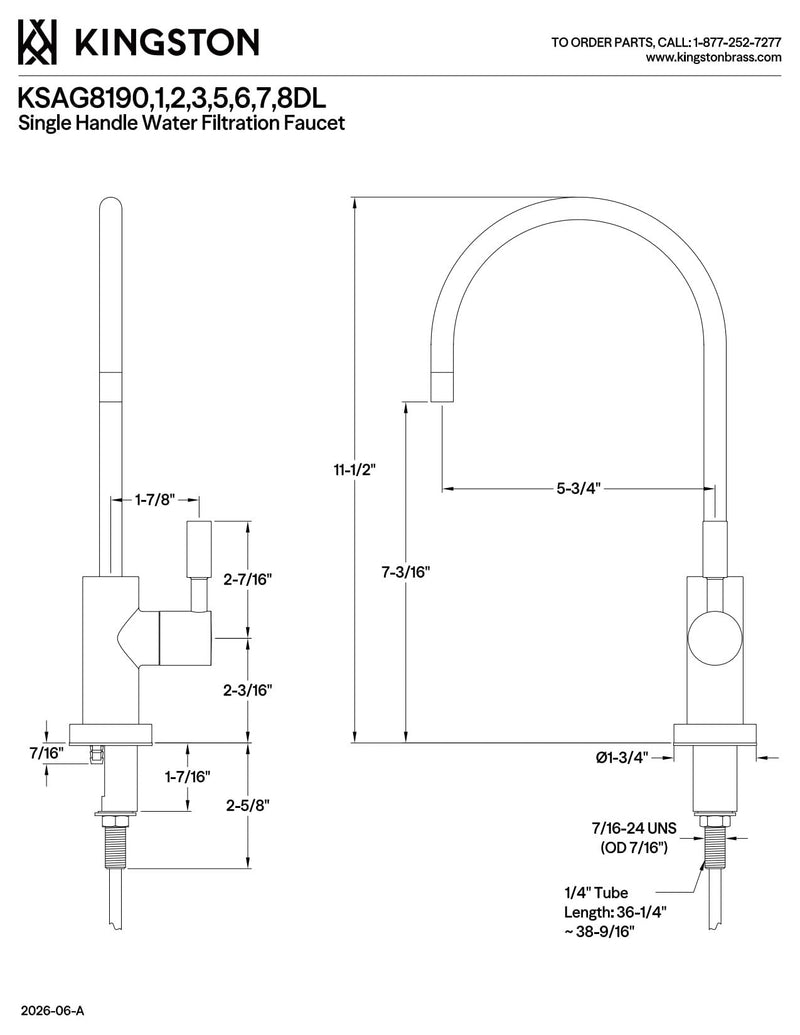 Kingston Brass KSAG8191DL Concord Water Filtration Faucet, Polished Chrome,2.75 x 5.75 x 11.5