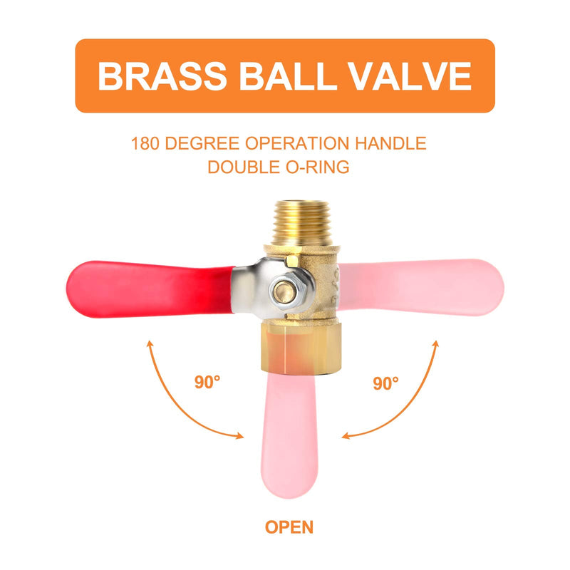 [Australia - AusPower] - GASHER 6PCS 1/4 Inch Brass Mini Ball Valve Shut Off Switch, 1/4 Inch Male x Female NPT Thread Pipe Fitting 1/4" FNPT x 1/4" MNPT 6 