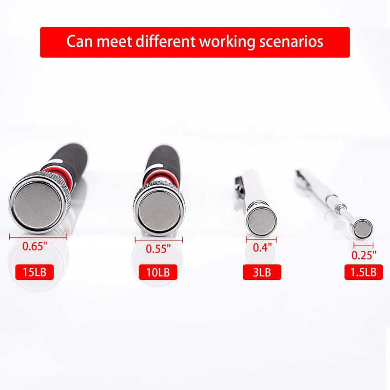 [Australia - AusPower] - Magnetic Pick Up Tool 4 Pack, Telescopic Magnet Stick (1.5LB 3LB 10LB 15LB) Birthday for Men, Dad, Husband, Christmas for Men Him Stocking Stuffers, Boyfriend Husband Dad Present 