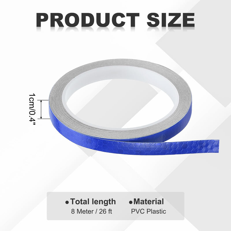 MECCANIXITY Reflective Tape, 0.4 Inch x 26 ft Self-Adhesive Trailer Reflector Tape Waterproof Warning Safety Sticker High Visibility Night Reflectors, Blue