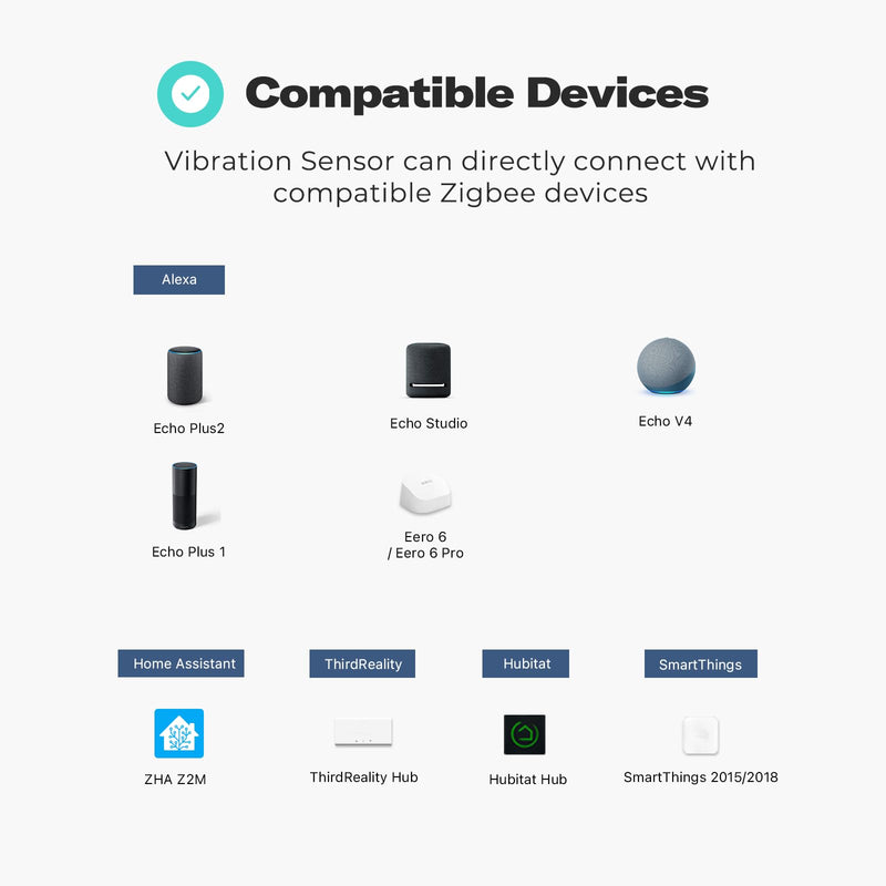 [Australia - AusPower] - THIRDREALITY Zigbee Vibration Sensor with 110dB Alarm, Zigbee Hub Required,Adjustable Sensitivity, Work with SmartThings, Home Assistant via ZHA/Z2M and Echo Devices with Built-in Zigbee hub 