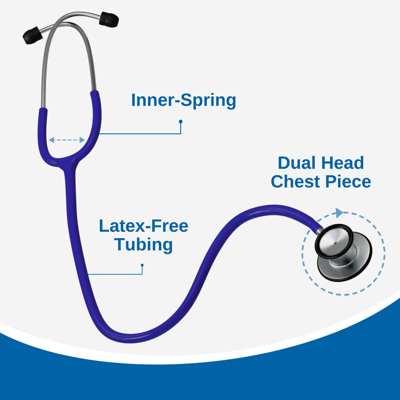 [Australia - AusPower] - Adult Manual Blood Pressure Cuff with Stethoscope (Blue, Lightweight) 