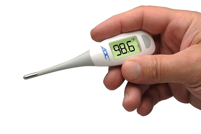 [Australia - AusPower] - ADC Fast Read Digital Thermometer, Flexible Tip and Large Quick Read LCD Display with Color-coded Backlighting , White - 418N 