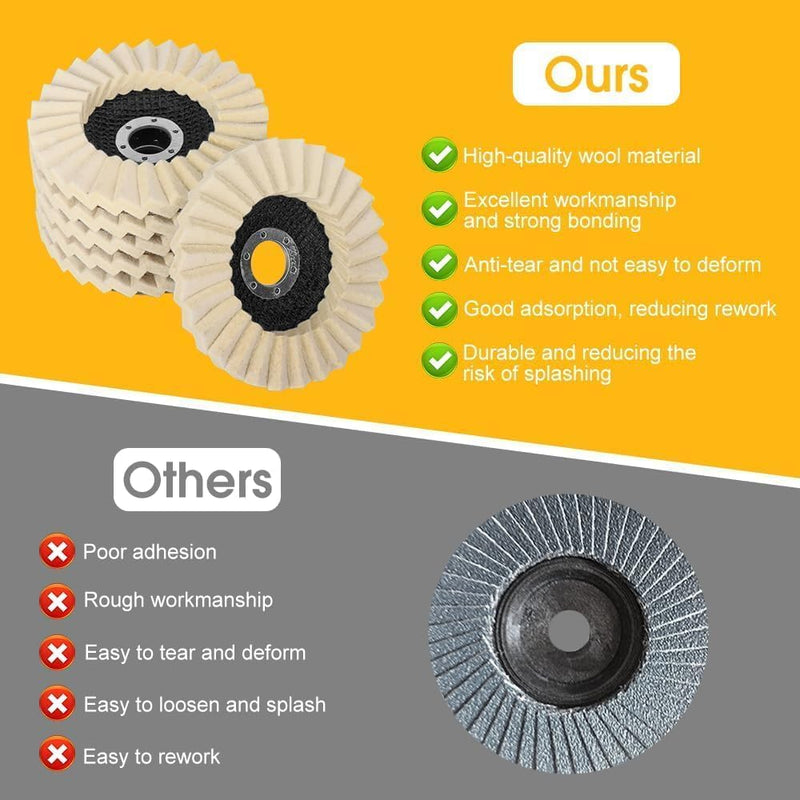 [Australia - AusPower] - Pack of 5 Polishing Discs 125 mm x 22.2 mm, Felt Shine Polishing Disc Felt Polishing Fan Disc Flex Polishing Disc for Polishing Attachment Angle Grinder for Grinding Polishing Paint Wood Stainless 