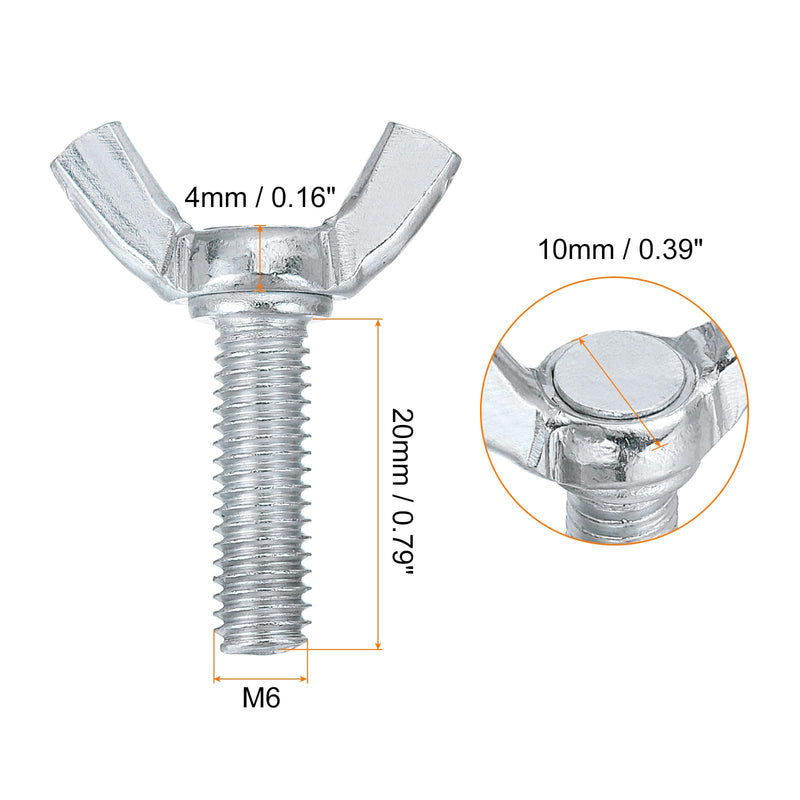 [Australia - AusPower] - uxcell 5pcs M6x20mm Wing Butterfly Screws Bolts, Wing Bolt Thumb Hand Screws, Carbon Steel Butterfly Screws 5 